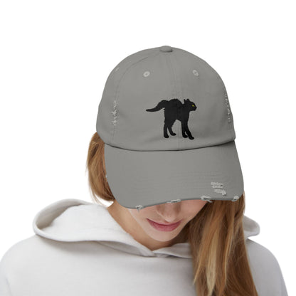 Black Cat Unisex Distressed Cap