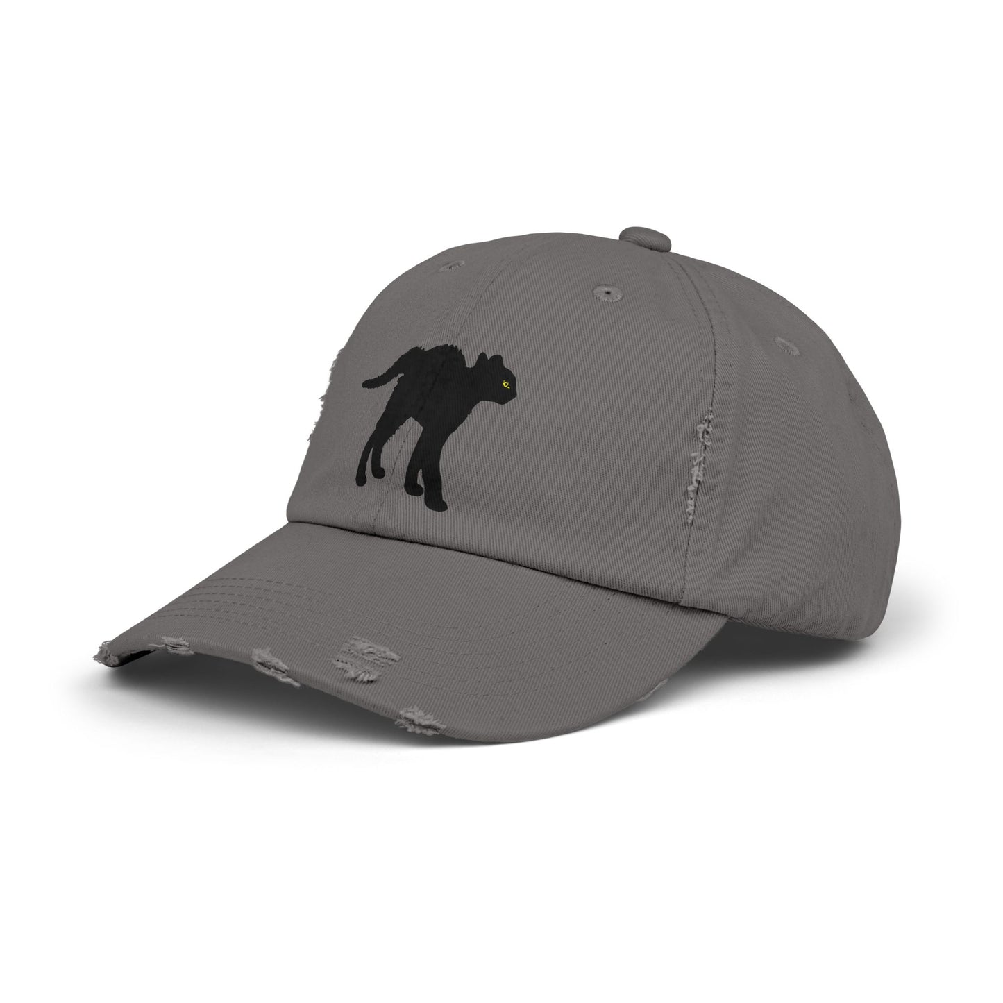 Black Cat Unisex Distressed Cap