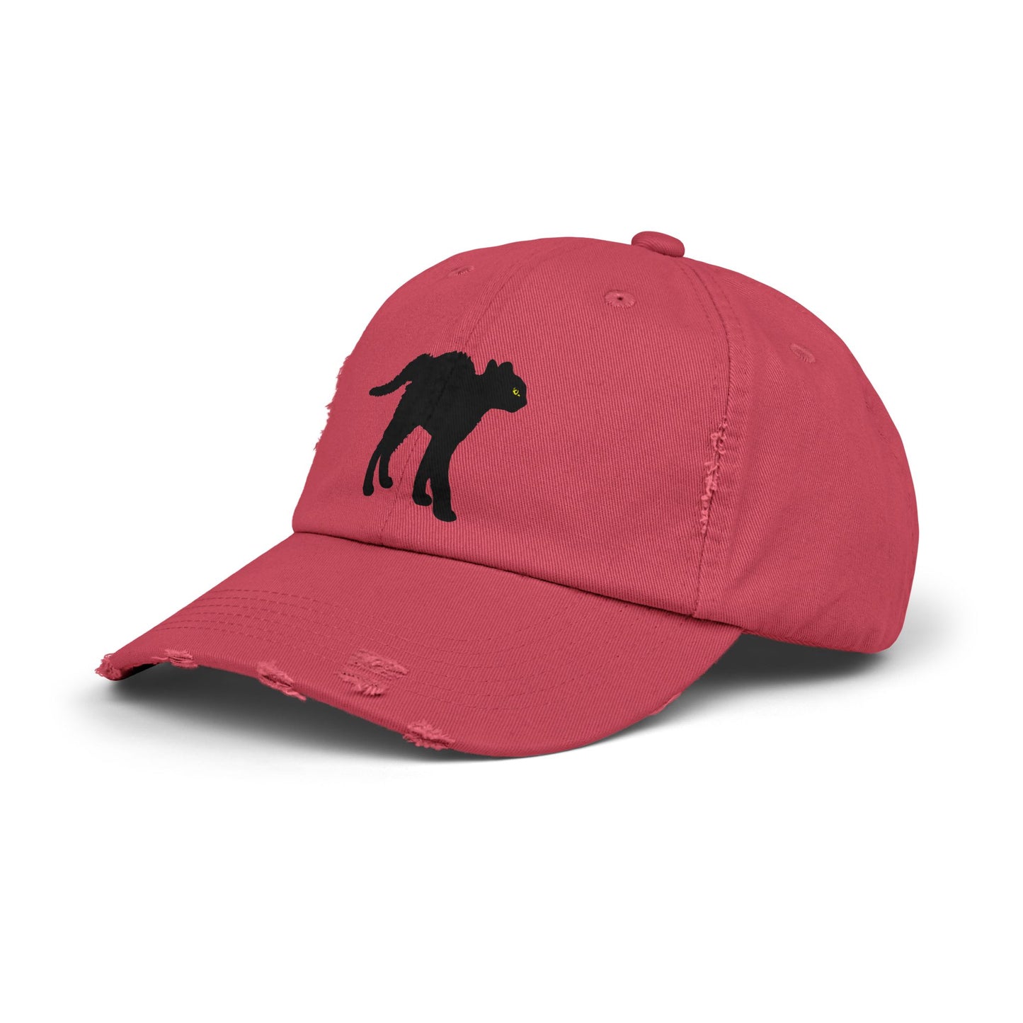 Black Cat Unisex Distressed Cap