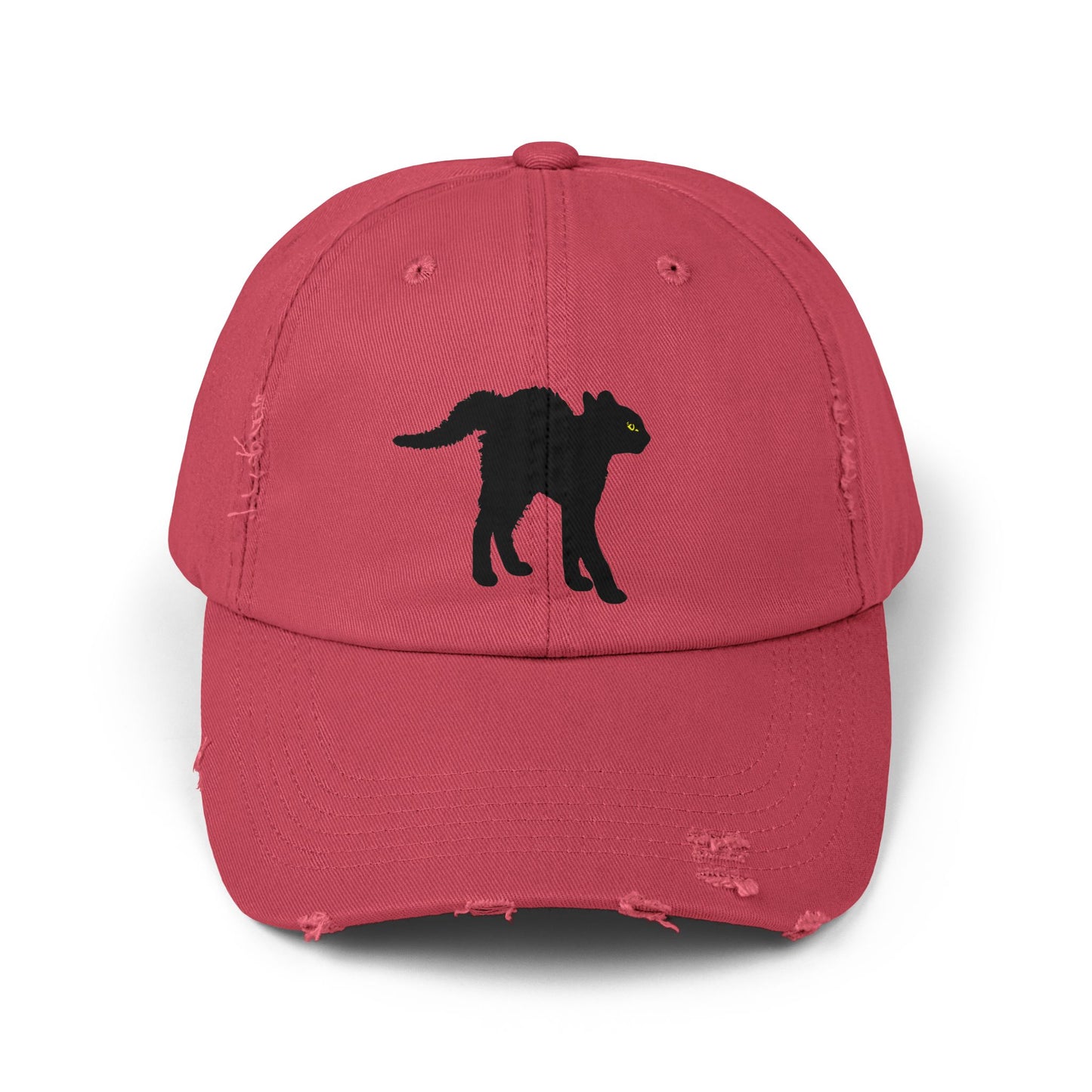 Black Cat Unisex Distressed Cap