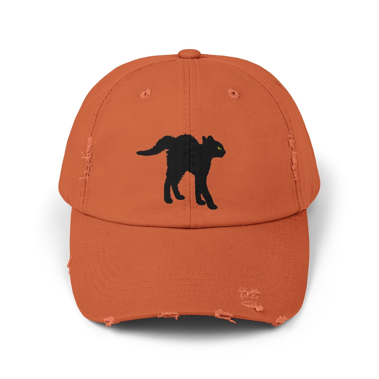 Black Cat Unisex Distressed Cap