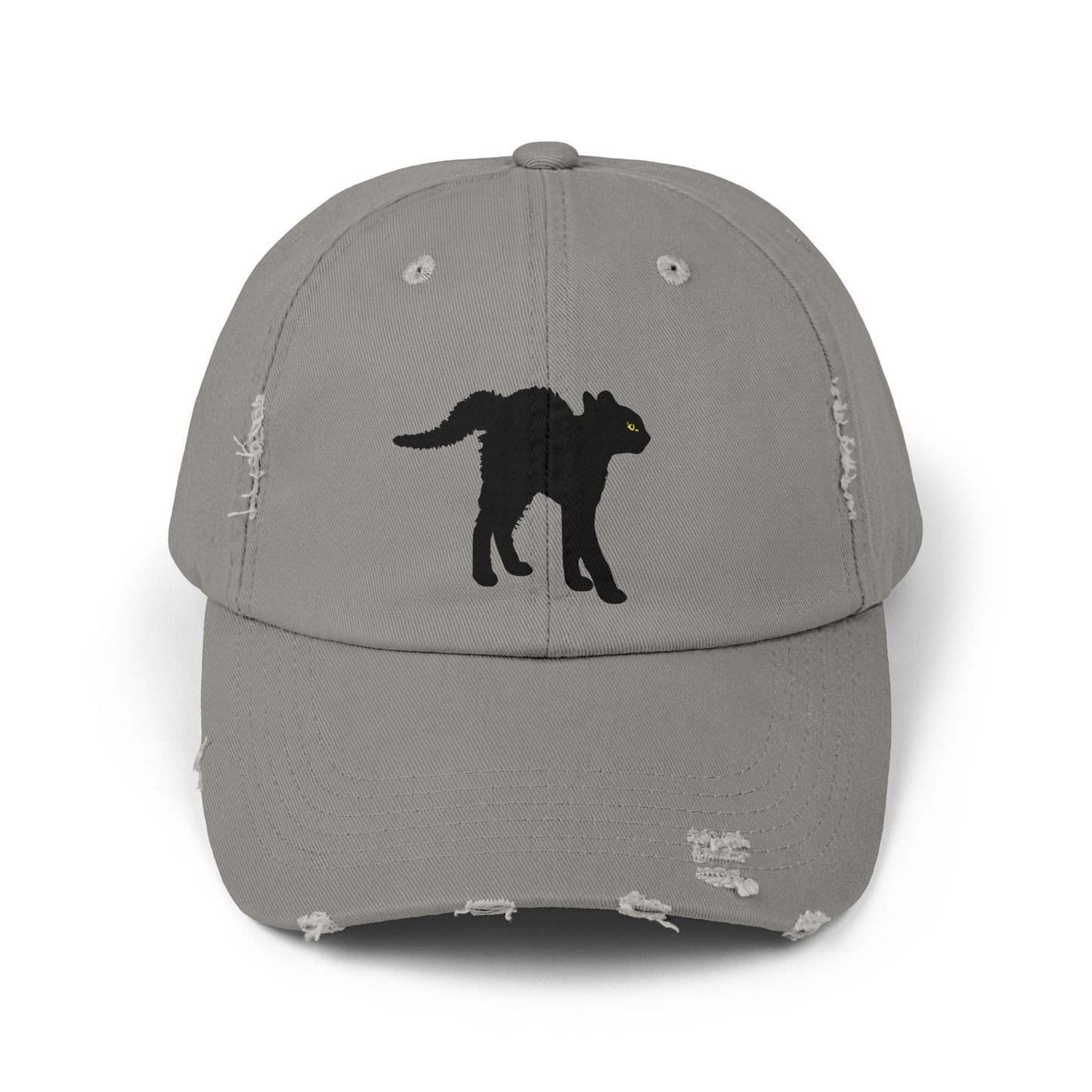 Black Cat Unisex Distressed Cap