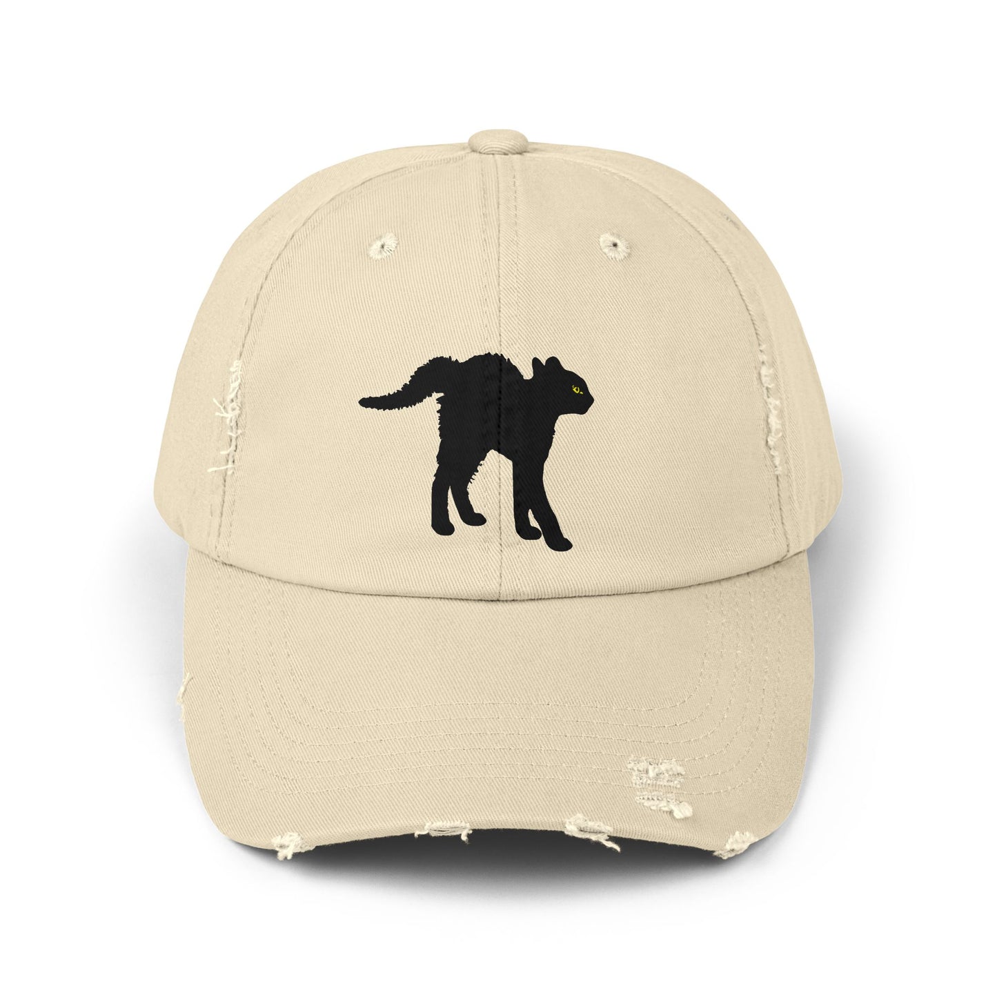 Black Cat Unisex Distressed Cap