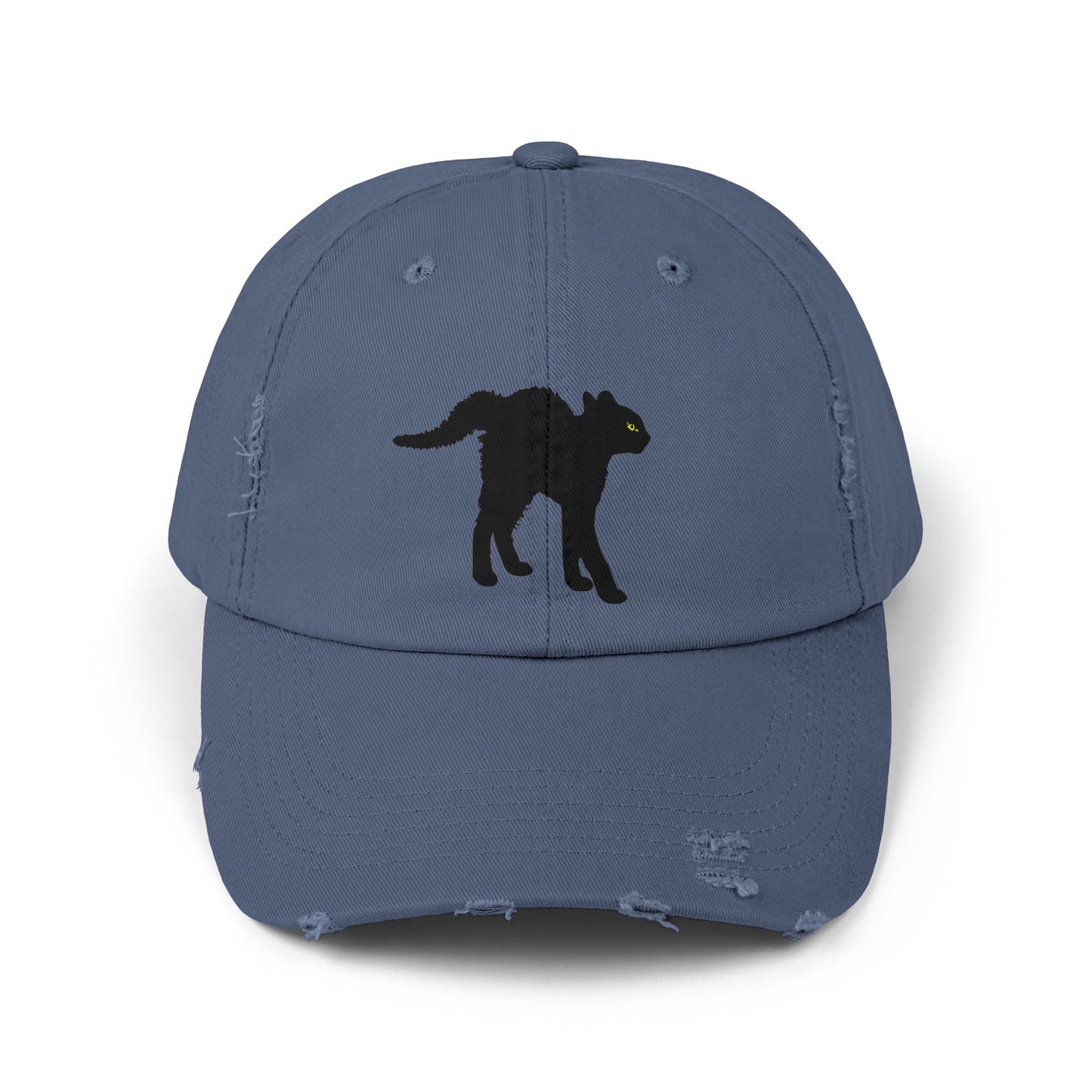 Black Cat Unisex Distressed Cap