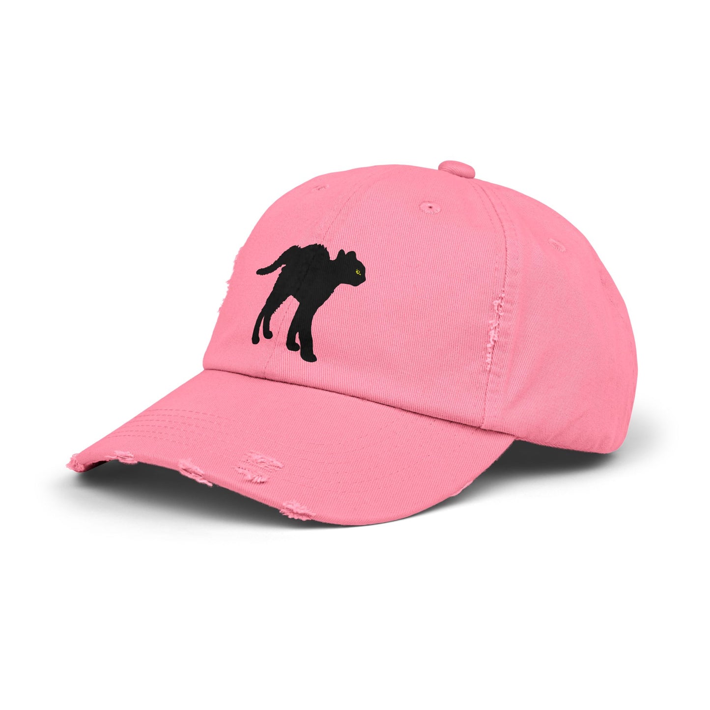 Black Cat Unisex Distressed Cap