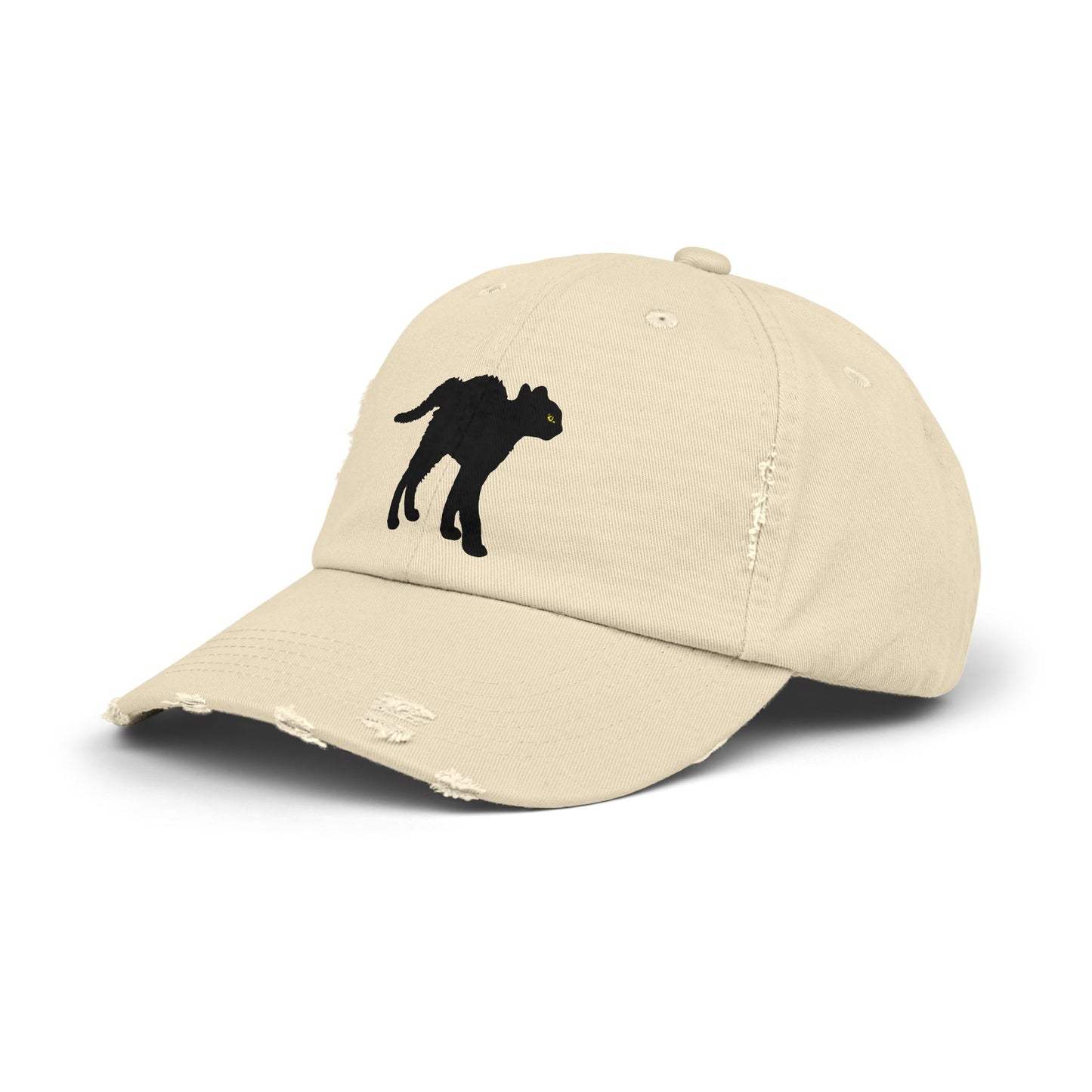 Black Cat Unisex Distressed Cap