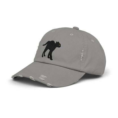 Black Cat Unisex Distressed Cap