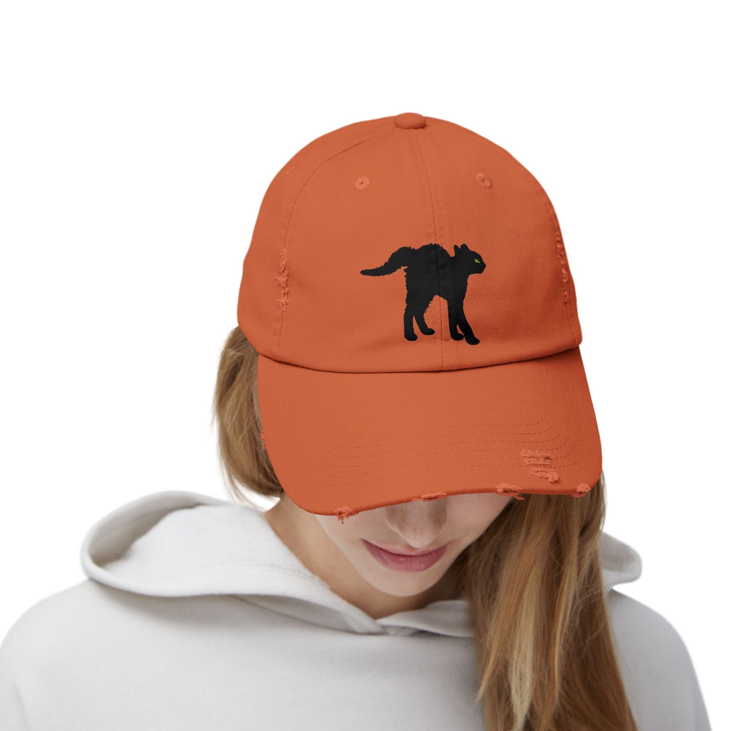 Black Cat Unisex Distressed Cap