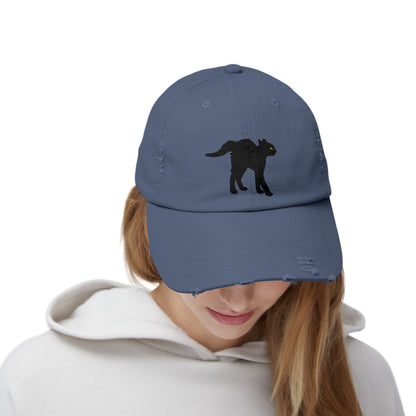 Black Cat Unisex Distressed Cap