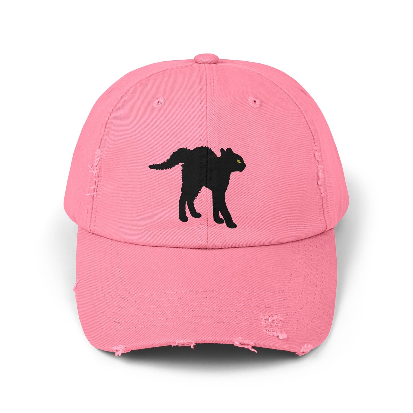 Black Cat Unisex Distressed Cap